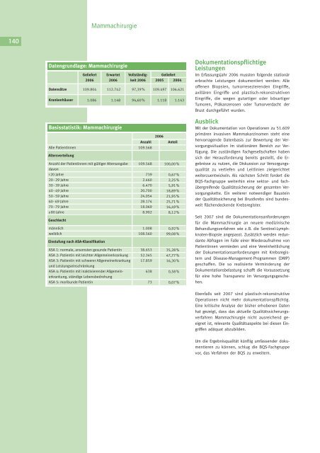 Qualität sichtbar machen. - BQS Qualitätsreport