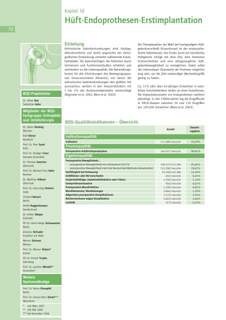 Qualität sichtbar machen. - BQS Qualitätsreport