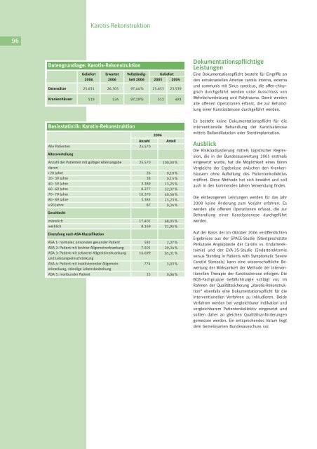 Qualität sichtbar machen. - BQS Qualitätsreport