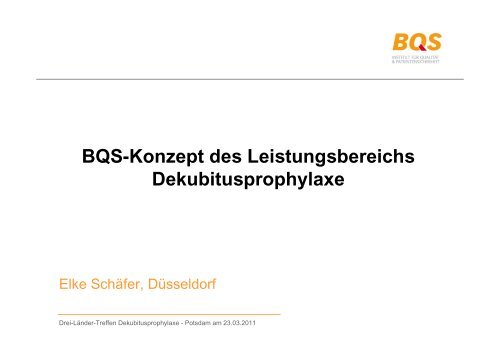 BQS-Konzept des Leistungsbereichs Dekubitusprophylaxe