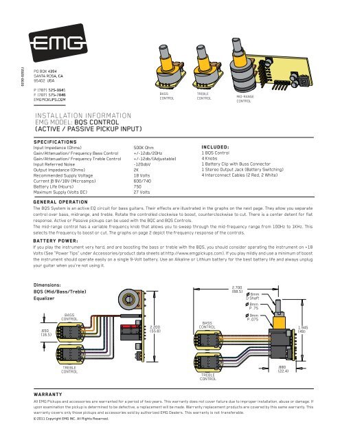 Product Data Sheet [pdf] - Electric Guitar Pickups