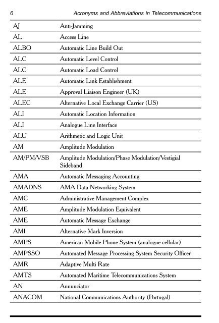 Acronyms and Abbreviations in Telecommunications - InterConnect ...