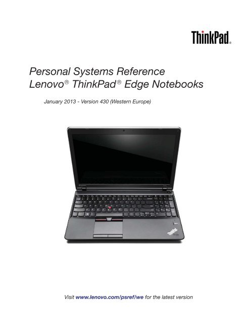 ThinkPad Edge Notebooks - Lenovo