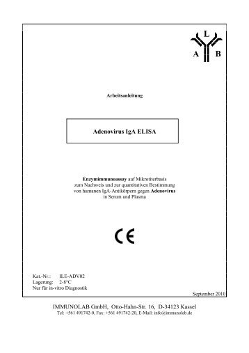 Adenovirus IgA ELISA - Immunolab GmbH