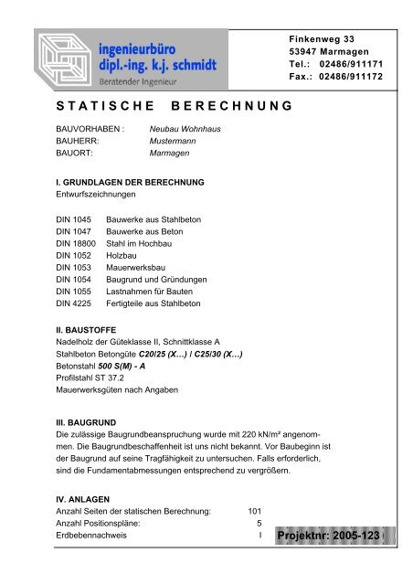 statische berechnung - KJ-schmidt.de