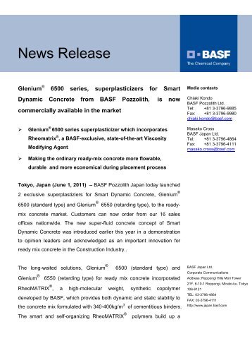 BASF Pozzolith Japan (BPZ) to launch Smart Dynamic Concrete, a ...