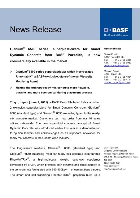 BASF Pozzolith Japan (BPZ) to launch Smart Dynamic Concrete, a ...