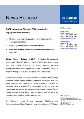 BASF Pozzolith Japan (BPZ) to launch Smart ... - BASF Asia Pacific