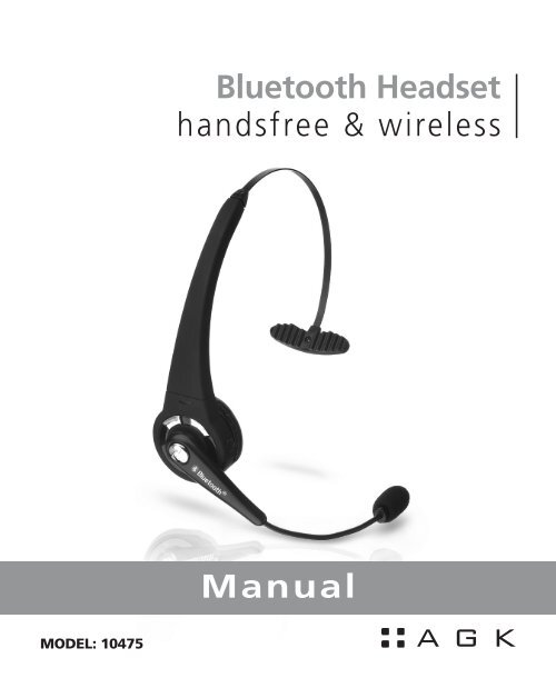 Manual Bluetooth Headset handsfree &amp; wireless - Agk Nordic