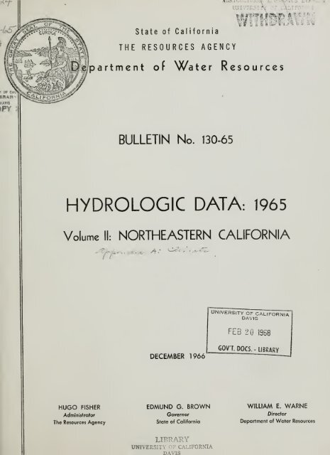 Hydrologic data, 1965 - Department of Water Resources - State of ...