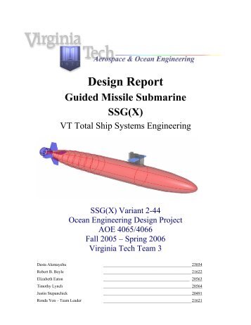 Design Report Guided Missile Submarine SSG(X) - AOE - Virginia ...