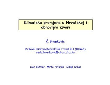 Klimatske promjene u Hrvatskoj i obnovljivi izvori (Čedo - Državni ...