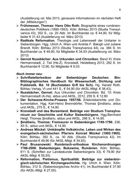 Mitteilungen aus dem Siebenbürgen-Institut