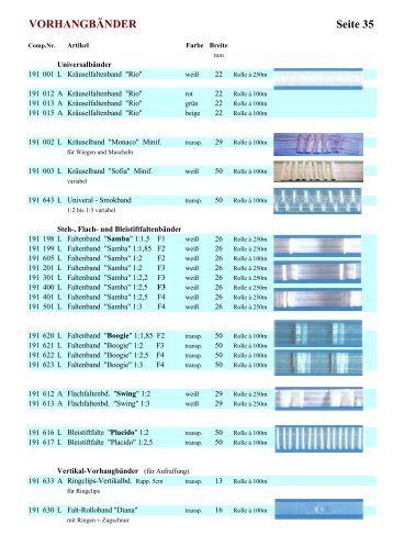 VORHANGBÄNDER Seite 35 - Pirmann