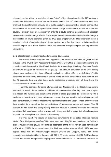 Observed climate changes in Croatia Climate change scenario