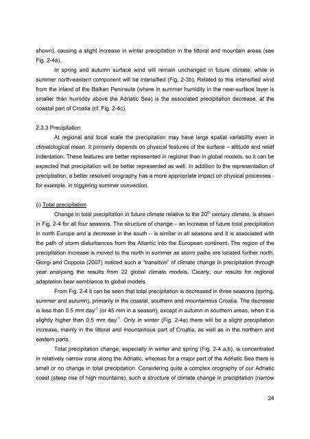 Observed climate changes in Croatia Climate change scenario