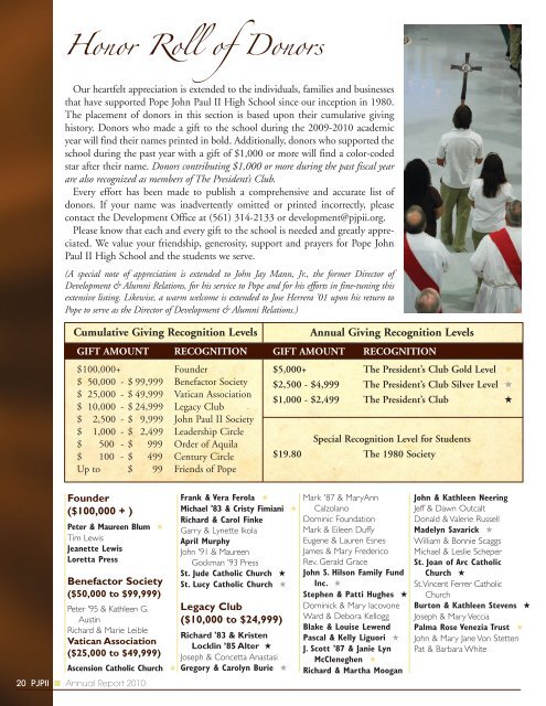 2009-10 Annual Report Magazine.pdf - Pope John Paul II High School