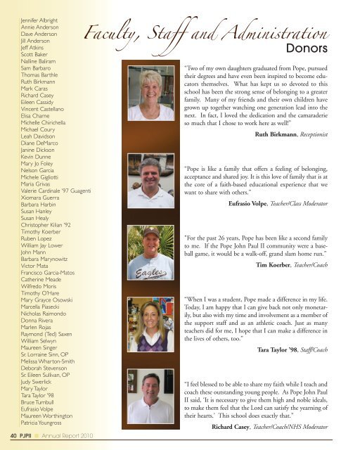 2009-10 Annual Report Magazine.pdf - Pope John Paul II High School