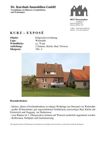 Dr. Kurzhals Immobilien GmbH K U R Z Ã¢ÂÂ E X P O S ÃÂ