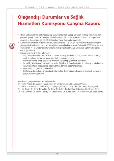 2007-2008 Çalışma Raporu - İstanbul Tabip Odası