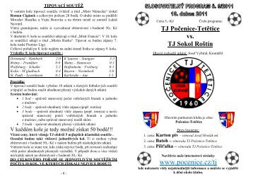 TJ Počenice-Tetětice vs. TJ Sokol Roštín