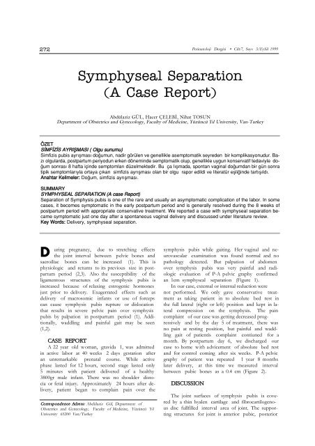 S - Perinatoloji Dergisi