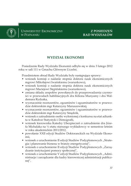 Biuletyn informacyjny nr 6 - Uniwersytet Ekonomiczny w Poznaniu ...