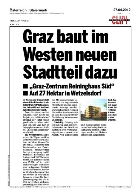 Wiener Zeitung 09.05.2012 - Aktiv Klimahaus