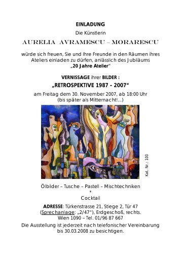 Aurelia Avramescu Morarescu Katalog zur Ausstellung November ...