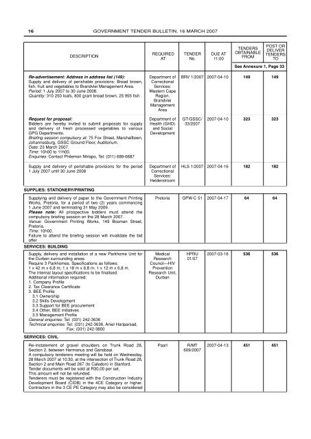 Government Tender Bulletin - National Treasury