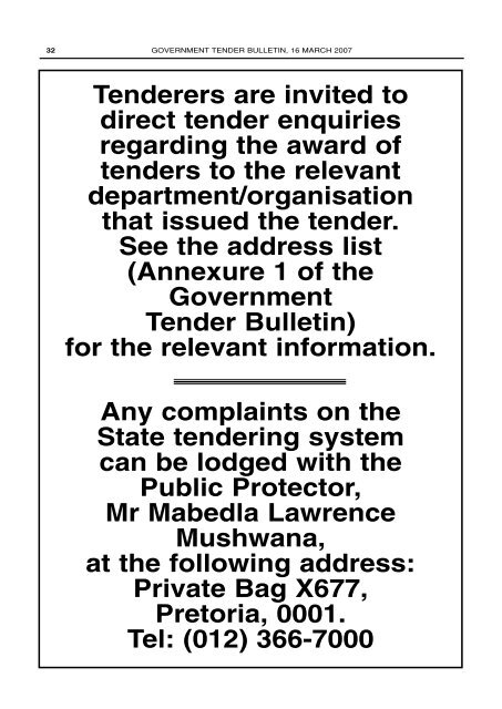 Government Tender Bulletin - National Treasury