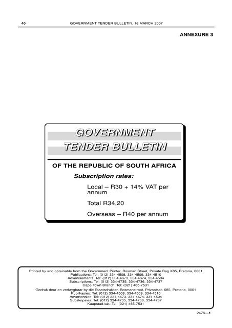 Government Tender Bulletin - National Treasury