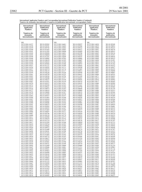 PCT/2001/48 : PCT Gazette, Weekly Issue No. 48, 2001 - WIPO