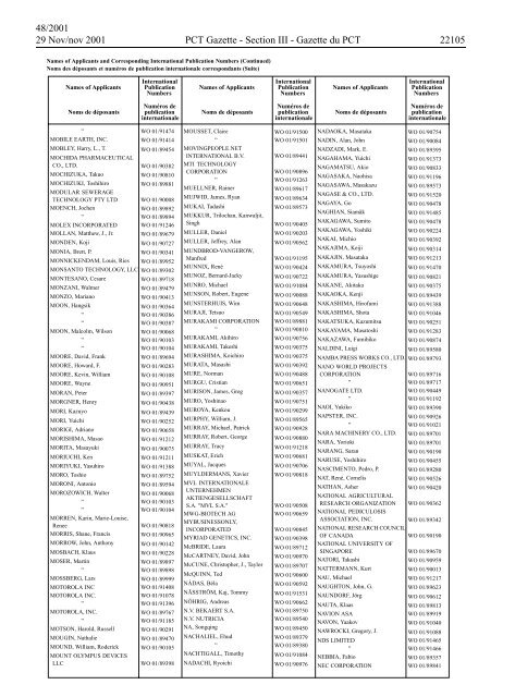 PCT/2001/48 : PCT Gazette, Weekly Issue No. 48, 2001 - WIPO