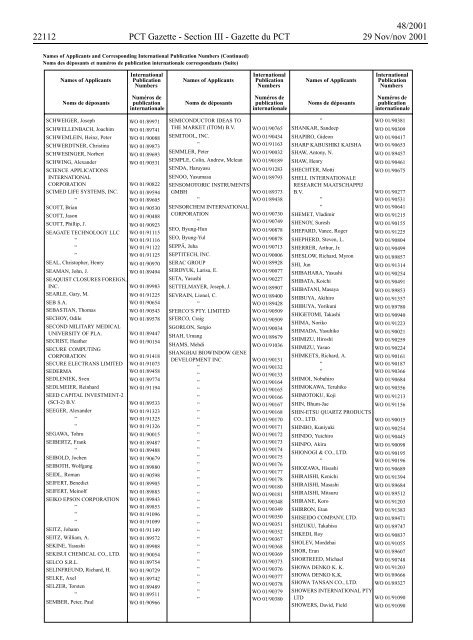 PCT/2001/48 : PCT Gazette, Weekly Issue No. 48, 2001 - WIPO