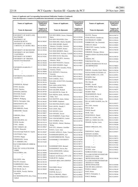 PCT/2001/48 : PCT Gazette, Weekly Issue No. 48, 2001 - WIPO