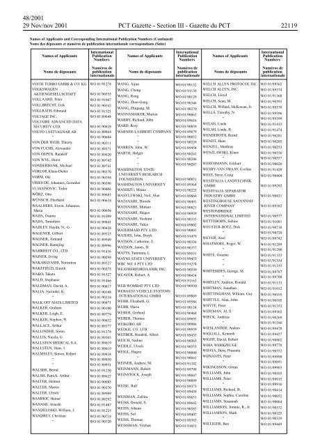 PCT/2001/48 : PCT Gazette, Weekly Issue No. 48, 2001 - WIPO