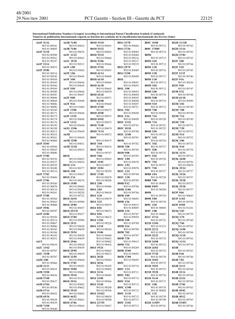 PCT/2001/48 : PCT Gazette, Weekly Issue No. 48, 2001 - WIPO