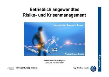 Betrieblich angewandtes Risiko - Netzwerk Risikomanagement