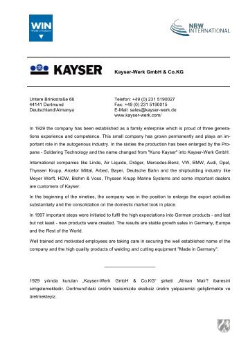 Kayser-Werk GmbH & Co.KG - Außenwirtschaftsportal Nordrhein ...