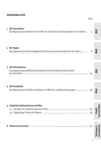 Inhaltsübersicht - arbeitssicherheit.de