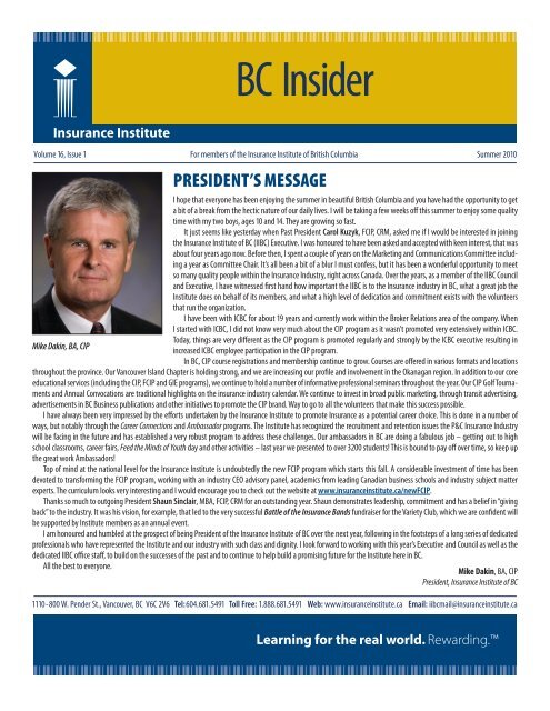 BC Insider - Insurance Institute of Canada