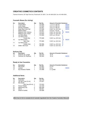 CREATIVE COSMETICS CONTENTS - Thames & Kosmos