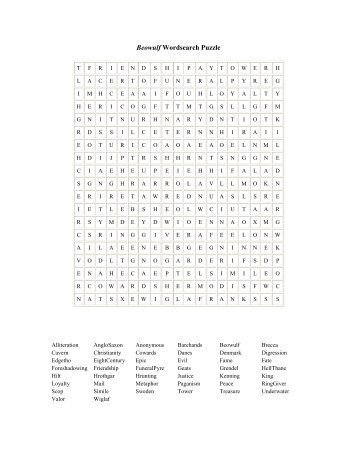 Beowulf Wordsearch Puzzle