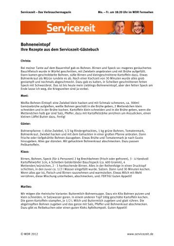 Ihre Bohneneintopf-Rezepte (PDF) - WDR.de