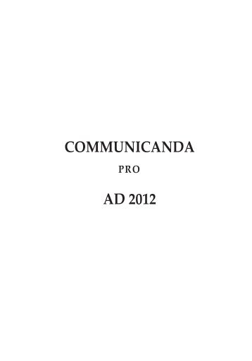 COMMUNICANDA AD 2012