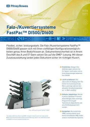 Falz-/Kuvertiersysteme FastPac™ DI500/DI600 - Pitney Bowes ...