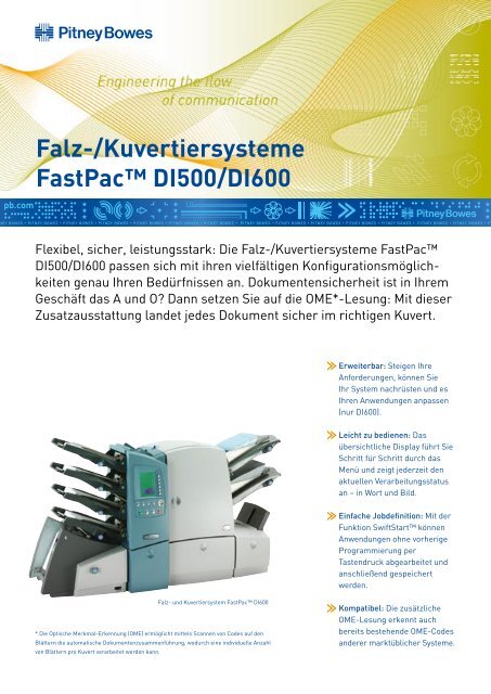 Falz-/Kuvertiersysteme FastPac™ DI500/DI600 - Pitney Bowes ...