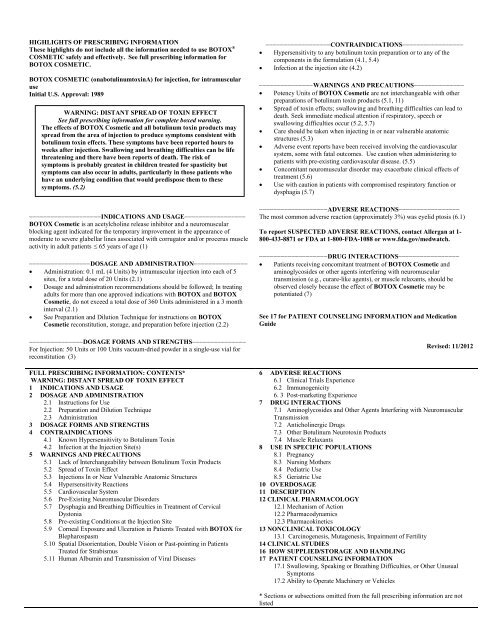 Botox Reconstitution Chart