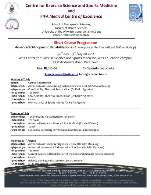 Short Course Programme - The South African Sports Medicine ...